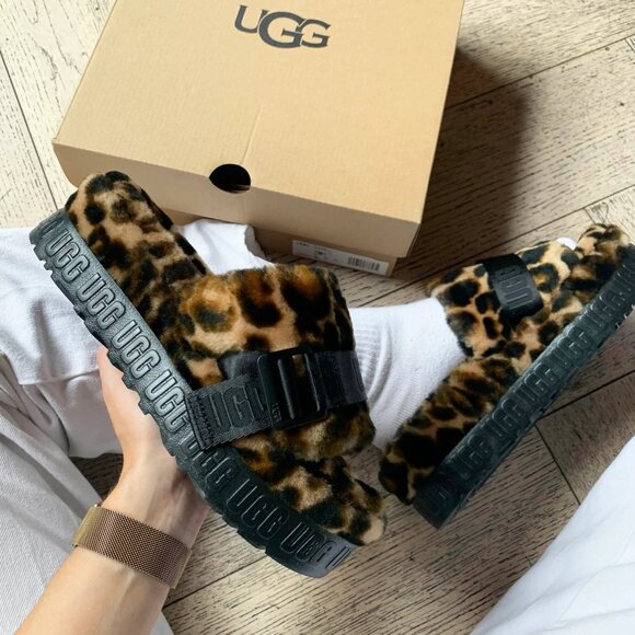 UGG Fluffita Panther/Animal/Leopard/Cheetah Platform Slipper/Sandal/Slide NWOB - Picture 16 of 16
